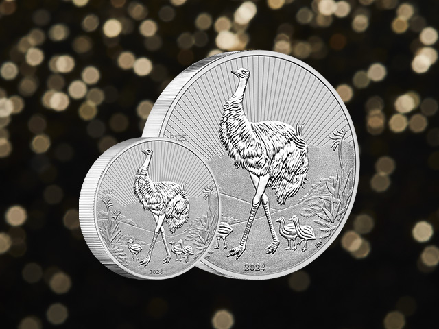 Next Generation   Australian Emu 2024 2oz and 10 oz Silver Piedfort Bullion Coins   The Perth Mint