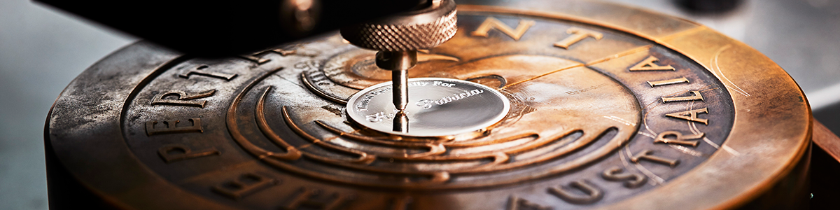 A medallion at the Perth Mint.