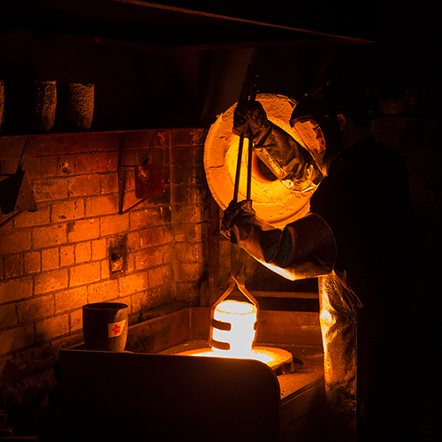 Watching a gold pour at  The Perth Mint.