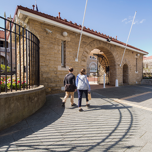 Front entry gate to The Perth Mint.
