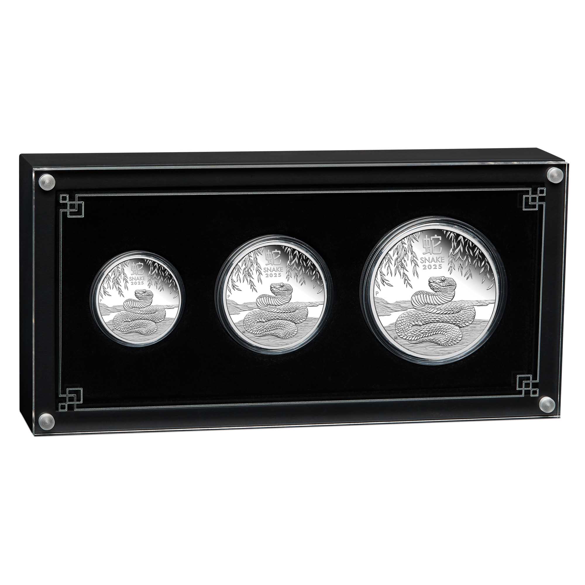 00 2025 Year of the Snake Silver Proof Three Coin Set InCase HighRes