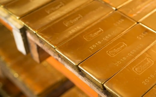 a pallette of Perth Mint gold bars 