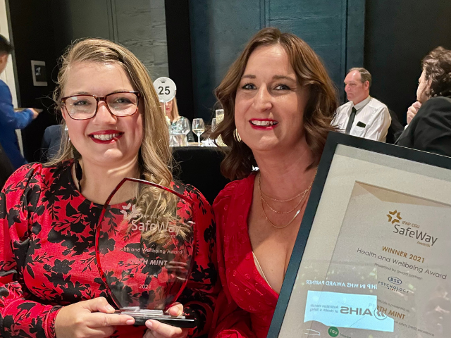 Kristen Potter and Edwina Lewis recieving the Safeway award