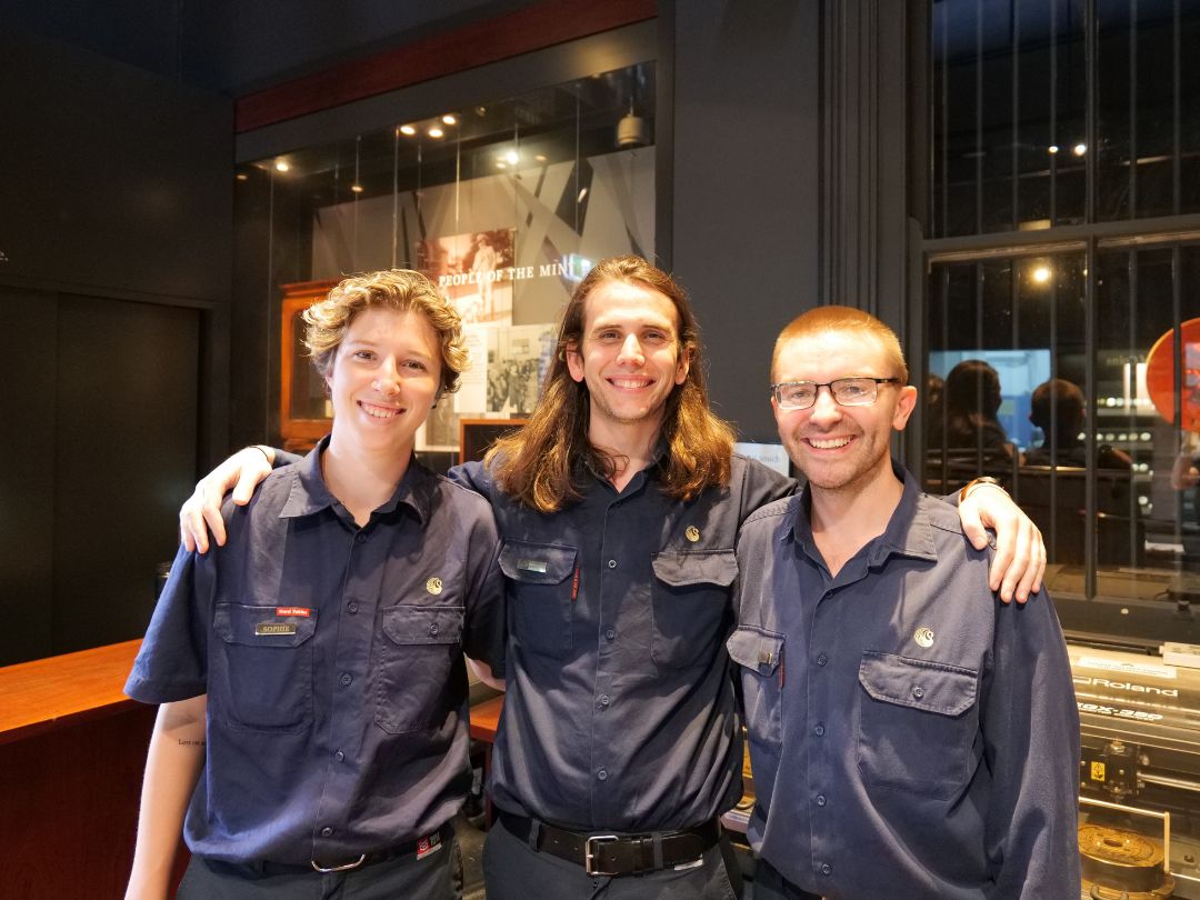 Sophie McDonald, Paul Couchman and Fred Woolhouse, gold pourers at The Perth Mint